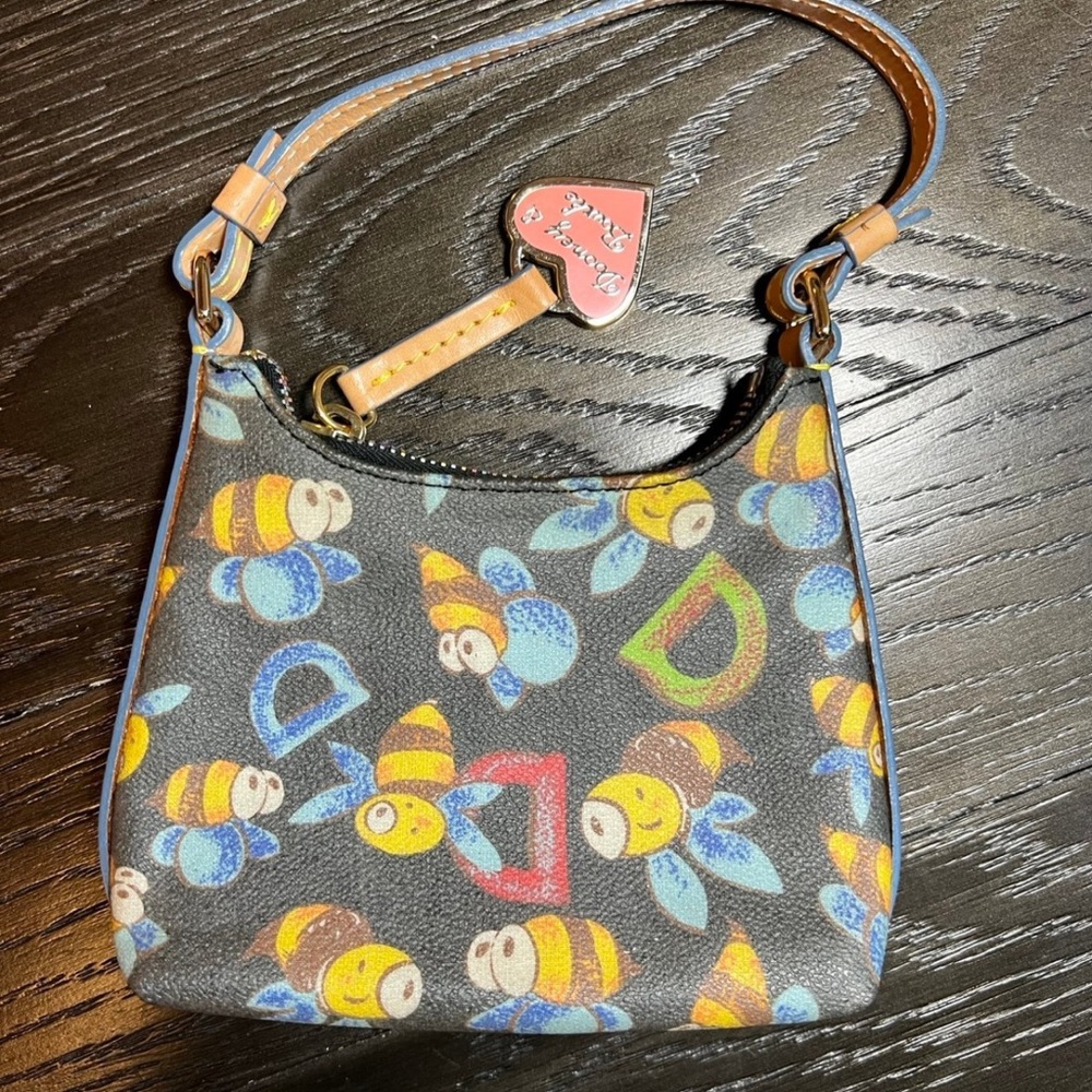 Dooney & Bourke Black Mini Bag with Colorful Bee Design
